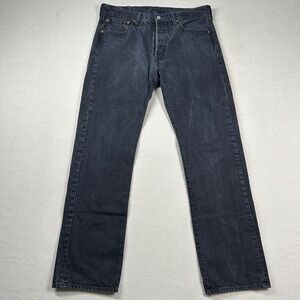 Levis‎ 501 Jeans Mens 33x32 Black Charcoal Wash Classic Straight Button Mexico